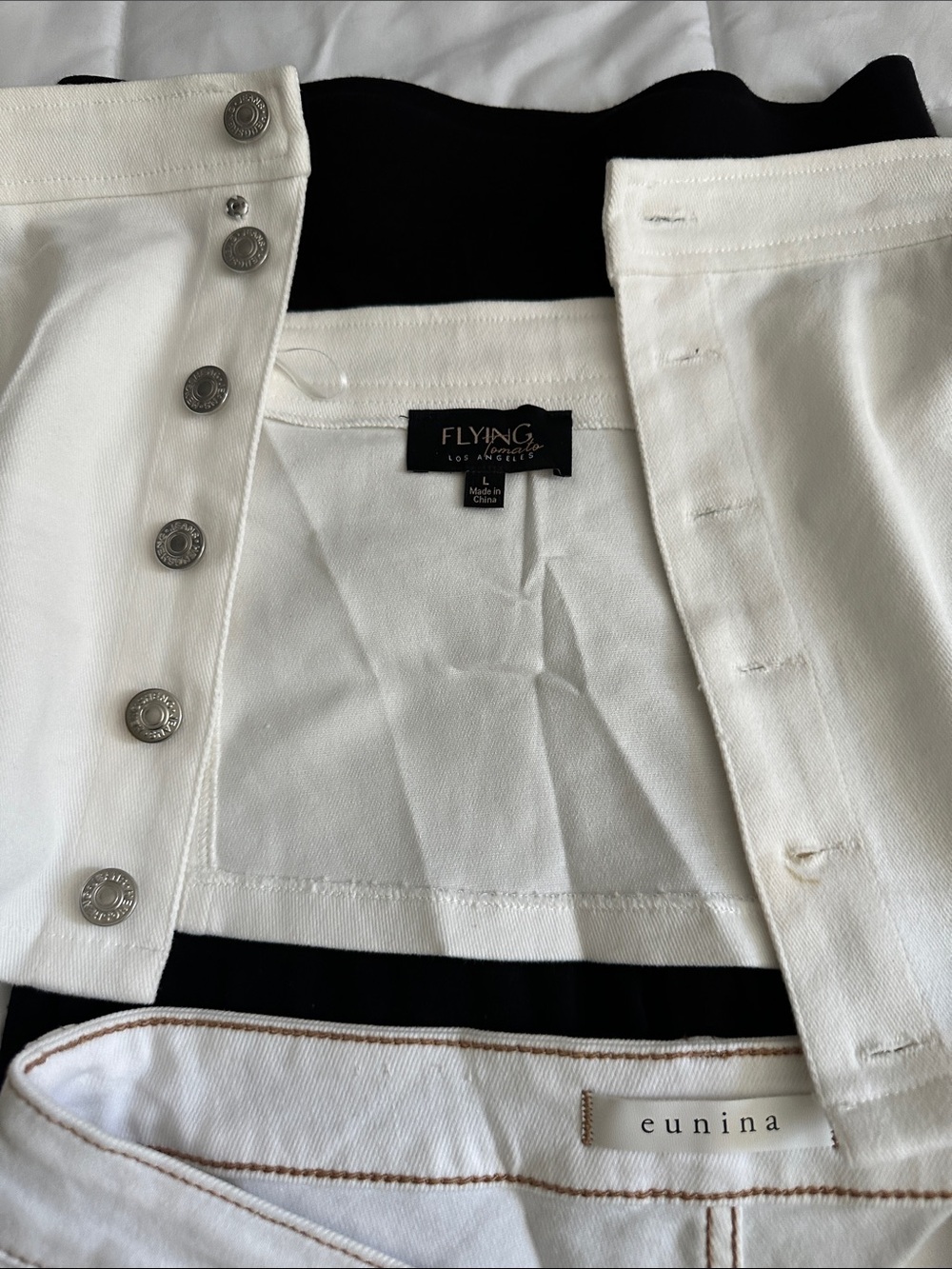 Flying Tomato White High-Rise Frayed Hem Denim Shorts - Picture 3 of 8